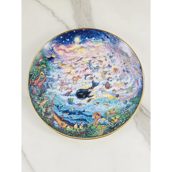 Wildlife & Marine Life Plate In The Beginning Wall Decor 8" Porcelain 80's Vtg - Picture 8 of 15